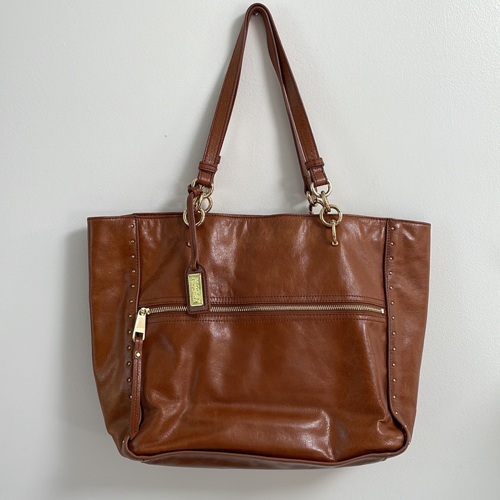 Badgley Mischka brown leather tote bag